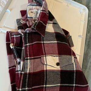 American Eagle Outfitters Red and White Plaid Shirt